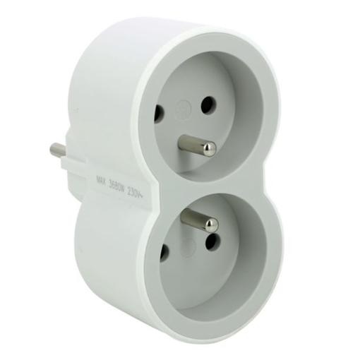 Fiche domino multiprise blanc/gris 2P+T 16A Legrand