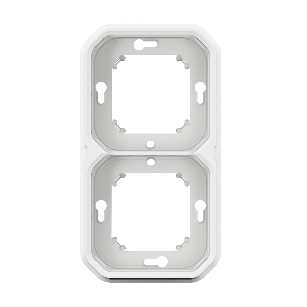 Cadre support montage encastré 2 postes horizontaux/verticaux à vis Plexo 55 blanc Legrand