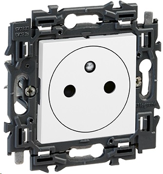 Prise de courant simple affleurante 2P+T 16A/250V bornes auto support à griffes Valena Next blanc Legrand