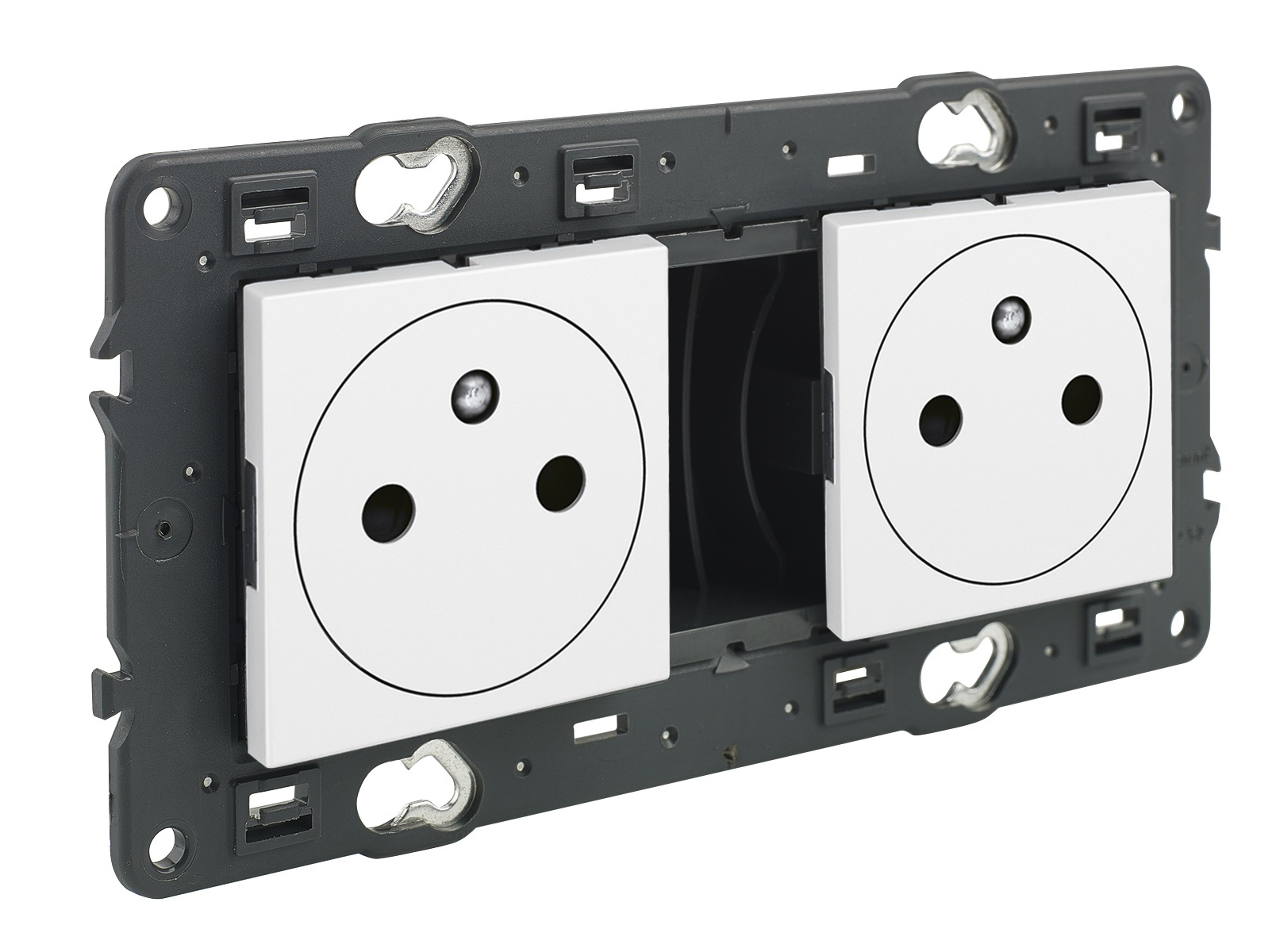 Prise de courant double affleurante 2P+T 16A/250V bornes auto support à vis Valena Next blanc Legrand