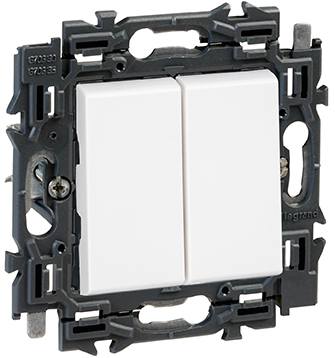 Interrupteur double va-et-vient 10A bornes auto support à griffes Valena Next blanc Legrand