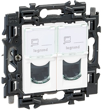 Prise informatique double RJ45 (2 x UTP6) support à griffes Valena Next blanc Legrand