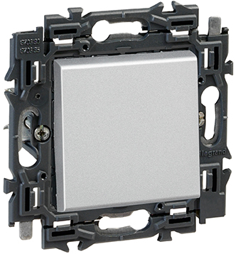 Interrupteur va-et-vient 10A bornes auto support à griffes Valena Next aluminium Legrand