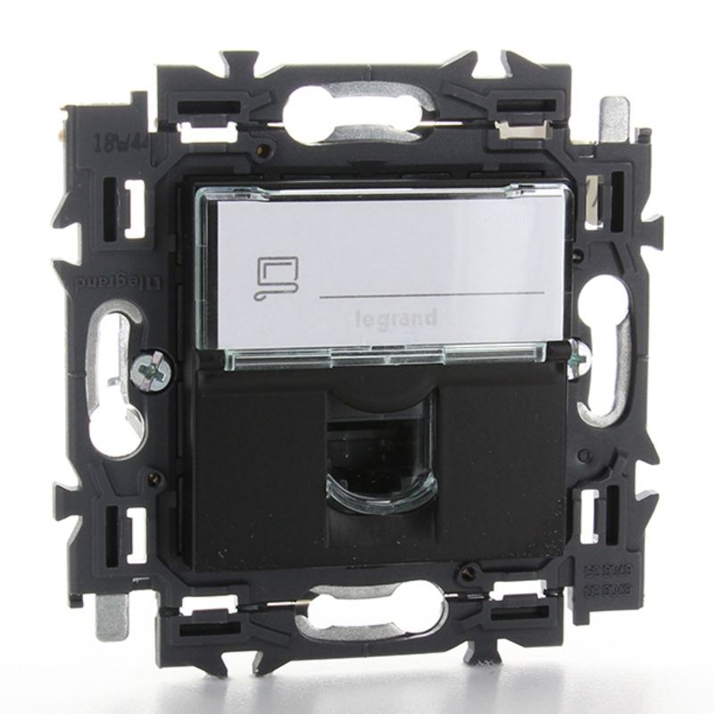 Prise informatique simple RJ45 (UTP6) support à griffes Valena Next noir Legrand