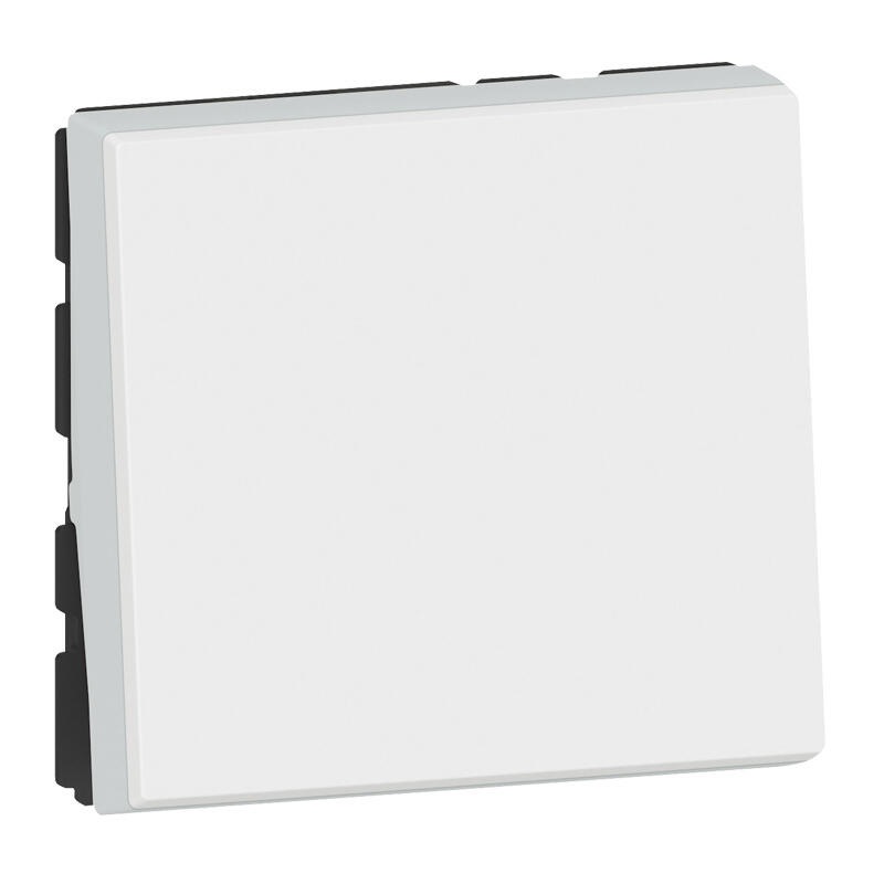 Bouton-poussoir 6A/250V Mosaic Easy-Led blanc (2 modules) pour multi-supports Legrand