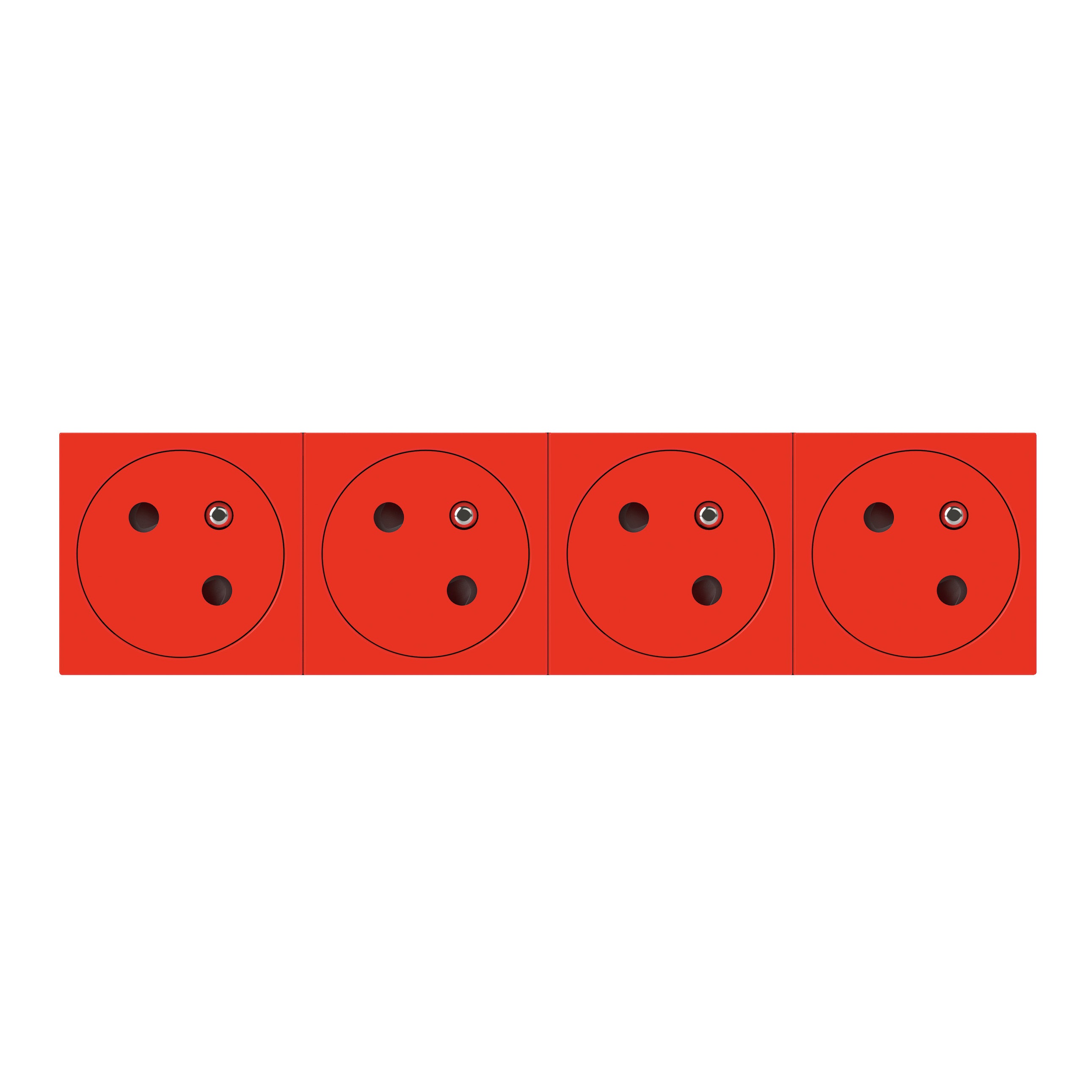 Prise quadruple 2P+T affleurantes inclinées à 45° Mosaic Link rouge (8 modules) pour multi-supports Legrand