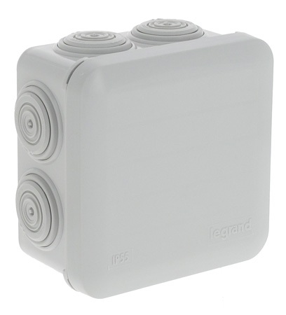 Boîte de dérivation grise  7 embouts  80x80x45mm Plexo 55 Legrand