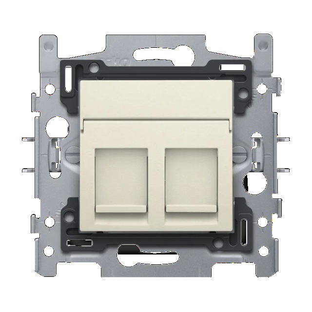 Prise informatique double RJ45 (UTP5E) prêt PoE++ Original et Intense blanc Niko