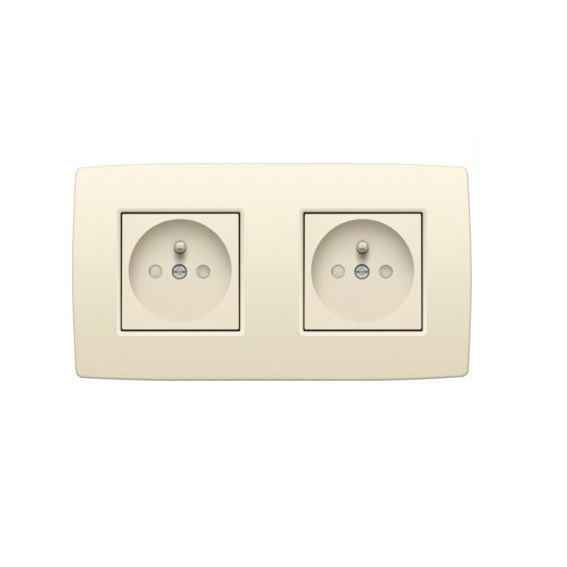 Prise de courant double avec terre 28.5mm (standard) bornes automatiques Original crème Niko