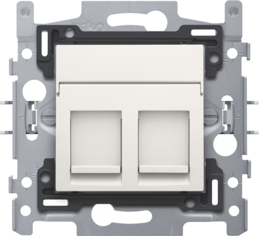 Prise informatique double RJ45 (UTP5E) prêt PoE++ Original et Intense blanc Niko