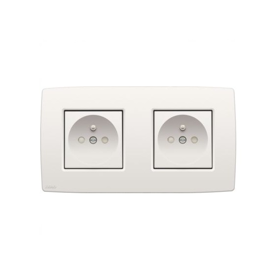 Prise de courant double avec terre 28.5mm (standard) bornes automatiques Original et Intense blanc Niko