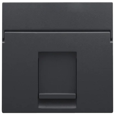 Set de finition avec porte-étiquette prise informatique simple Intense Anthracite Niko 