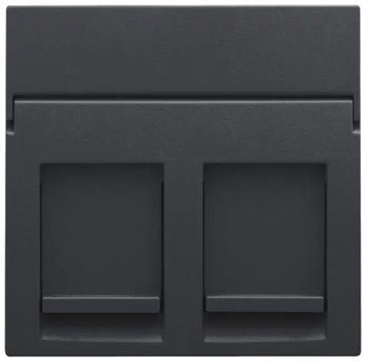 Set de finition avec porte-étiquette prise informatique double Intense Anthracite Niko 