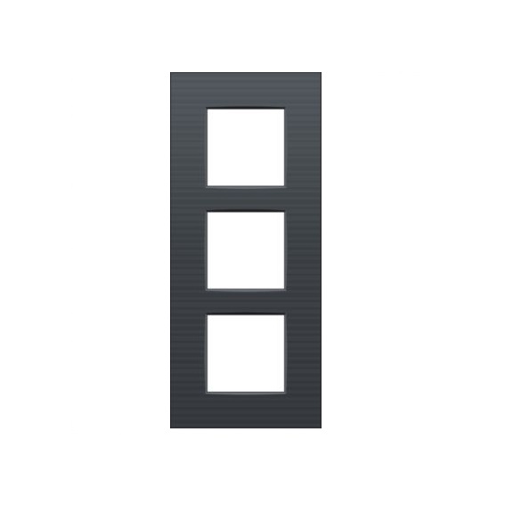 Plaque de recouvrement triple entraxe 60mm vertical Intense Anthracite coated Niko
