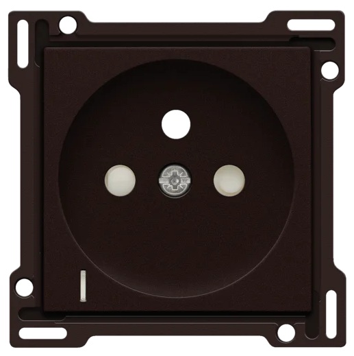 Set de finition prise avec terre (34mm) avec petit voyant transparent pour indicateur de tension Intense Dark Brown Niko