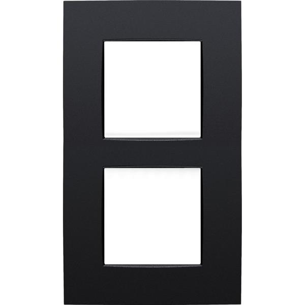 Plaque de recouvrement double entraxe 60mm vertical Intense matt Black coated Niko