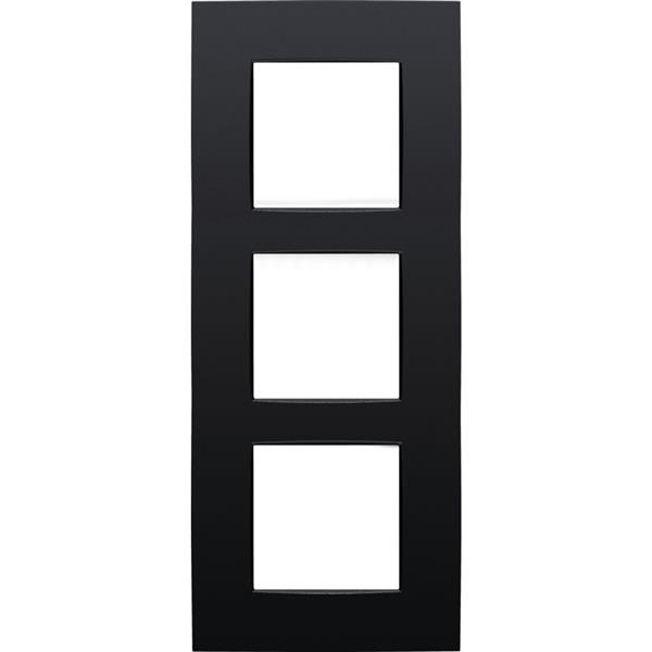 Plaque de recouvrement triple entraxe 60mm vertical Intense matt Black coated Niko