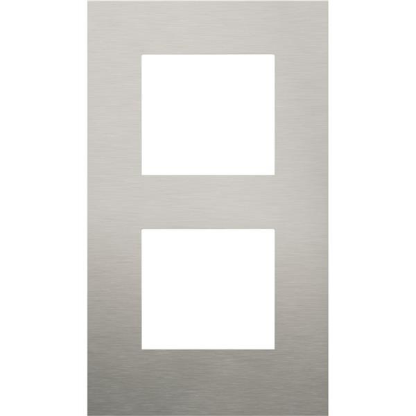 Plaque de recouvrement double entraxe 60mm vertical Pure stainless steel on anthracite Niko