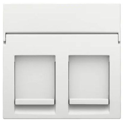 Set de finition avec porte-étiquette prise informatique double Pure White Steel Niko