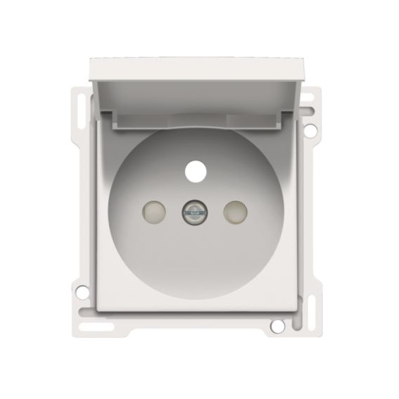 Set de finition avec clapet prise avec terre (28.5mm) Pure White Steel Niko
