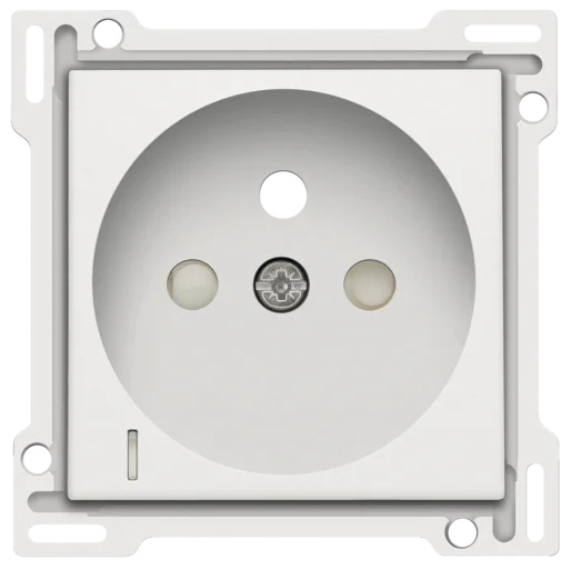 Set de finition prise avec terre (34mm) avec petit voyant transparent pour indicateur de tension Pure White Steel Niko