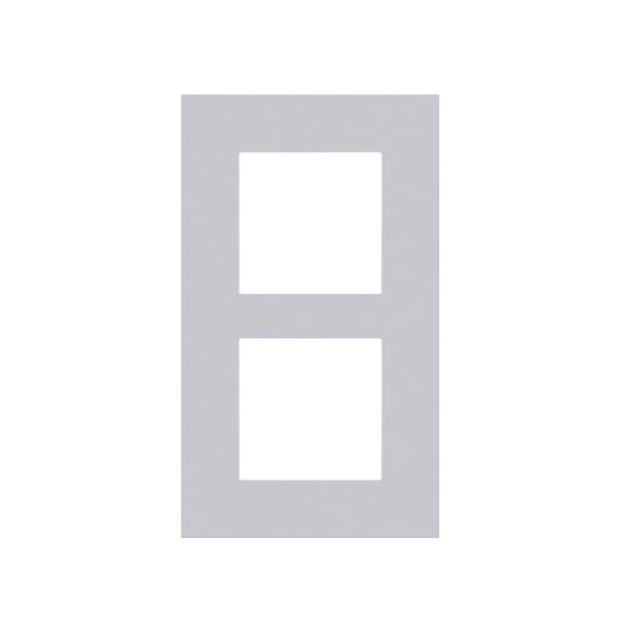 Plaque de recouvrement double entraxe 60mm vertical Pure Alu Grey brushed Niko 