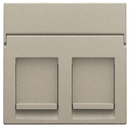 Set de finition avec porte-étiquette prise informatique double Pure Champagne Steel Niko