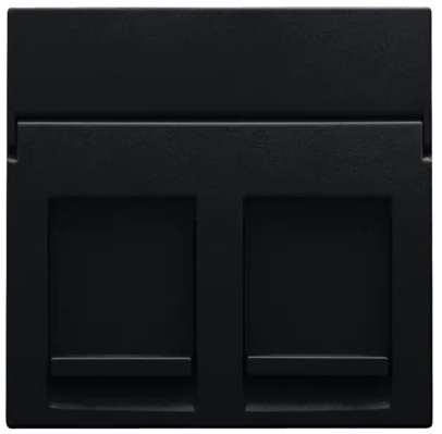 Set de finition avec porte-étiquette prise informatique double black coated Niko