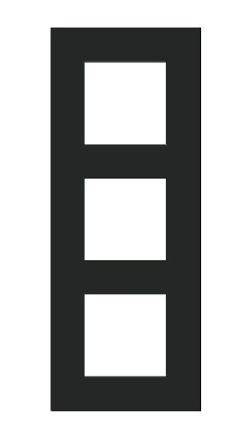 Plaque de recouvrement triple entraxe 60mm vertical Pure Black steel Niko 