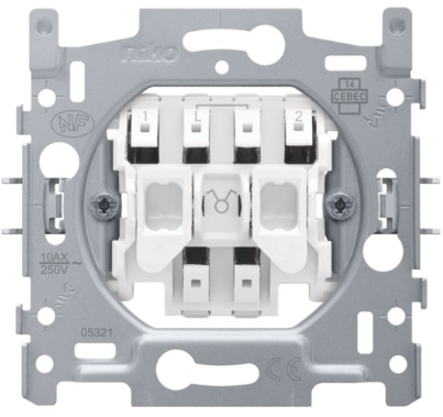 Socle interrupteur double allumages bornes automatiques 10A Niko