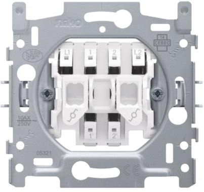 Socle interrupteur double va-et-vient 10A bornes automatiques Niko