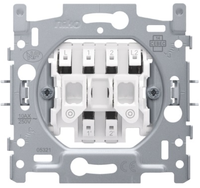 Socle bouton-poussoir double NO/NF 10A bornes automatiques Niko