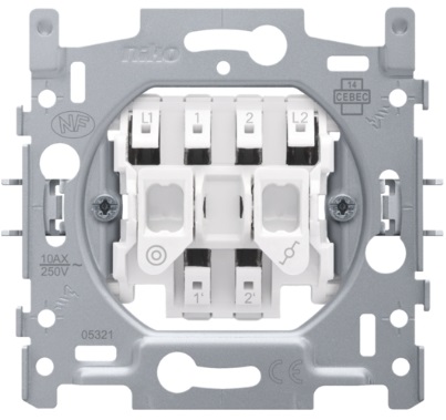 Socle bouton-poussoir NO/NF et interrupteur va-et-vient 10A bornes automatiques Niko
