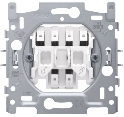 Socle interrupteur double pour volets 10A avec verrouillage électrique bornes automatiques Niko