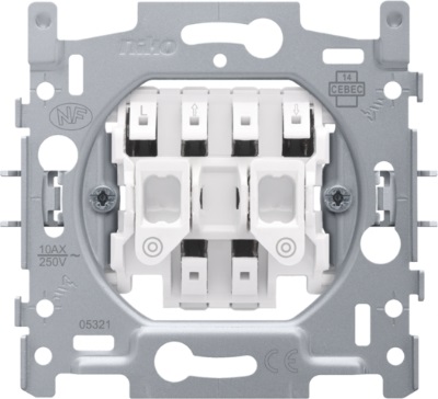 Socle bouton-poussoir double séparation électrique pour volets bornes automatiques Niko