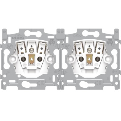 Socle prise de courant double horizontale avec terre (28.5mm) bornes automatiques Niko 