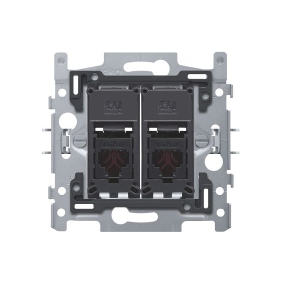 Socle prise téléphonique double fixation à griffes RJ11 (UTP5E) Niko