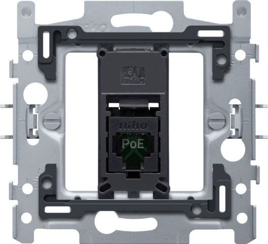 Socle prise informatique RJ45 simple fixation à griffes prêt PoE++ UTP CAT 5E Niko