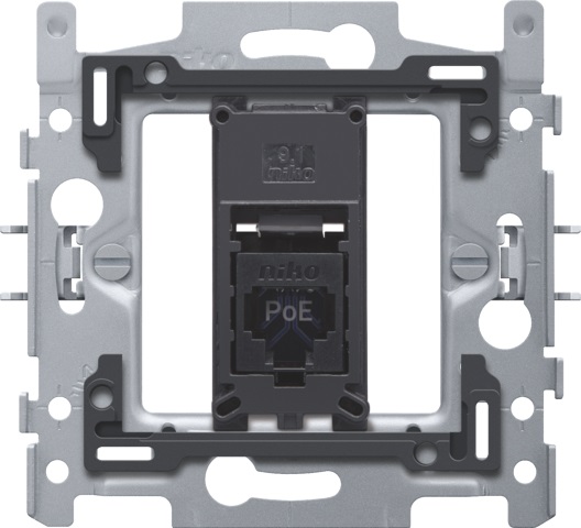 Socle prise informatique RJ45 simple fixation à griffes prêt PoE++ UTP CAT 6A Niko