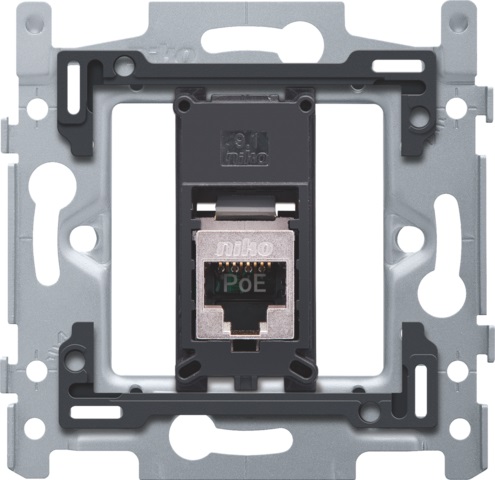 Socle prise informatique RJ45 simple fixation à vis prêt PoE++ STP CAT 5E Niko