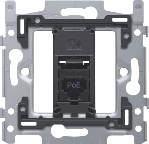 Socle prise informatique RJ45 simple fixation à vis prêt PoE++ UTP CAT 6 Niko