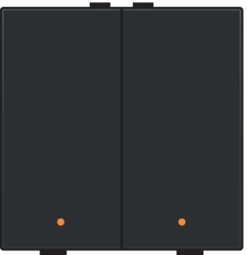 Commande d'éclairage double avec Led et touches Pure Piano Black coated Home Control® Niko