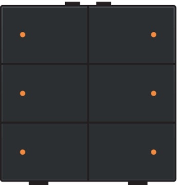 Commande d'éclairage sextuple avec Led et capteurs de confort touches Pure Piano Black coated Home Control® Niko