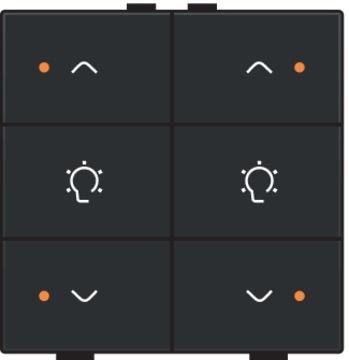 Commande variateur d'éclairage double avec Led et touches Pure Bakelite Piano Black Home Control® Niko