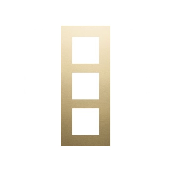 Plaque de recouvrement triple entraxe 60mm vertical Pure alu gold brushed Niko