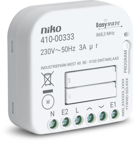 Récepteur à encastrer RF pour moteur 230V (2 x NO - volets) 410-00333 Easywave Niko