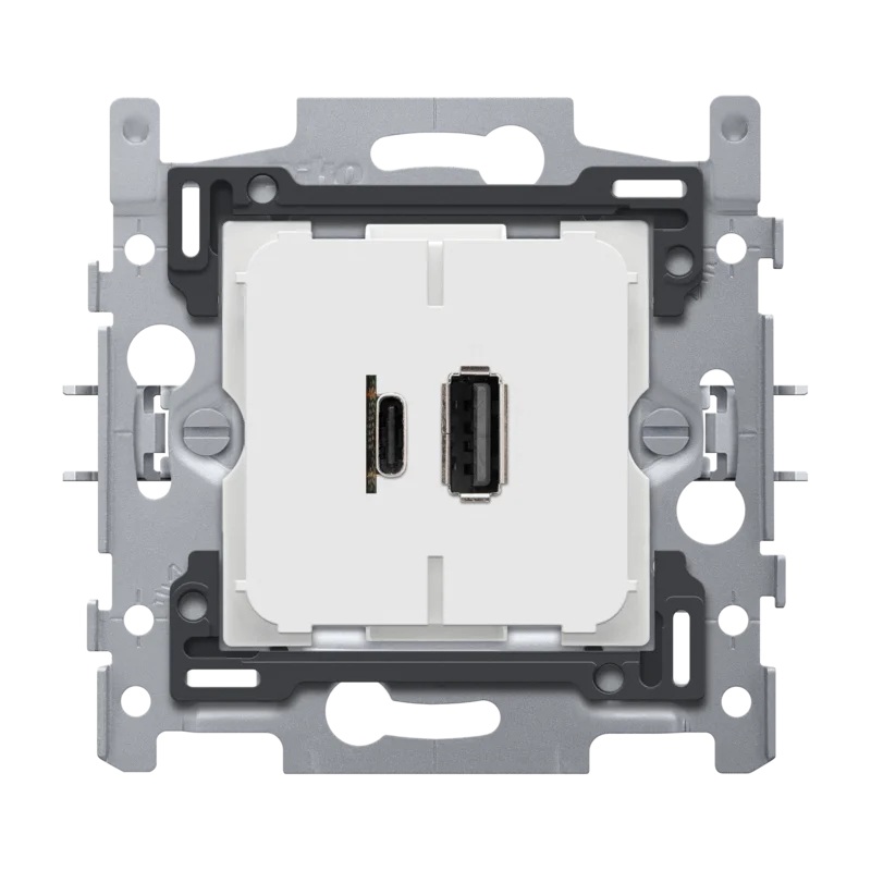 Socle chargeur double USB-A et USB-C 3500mA fixation à griffes Niko