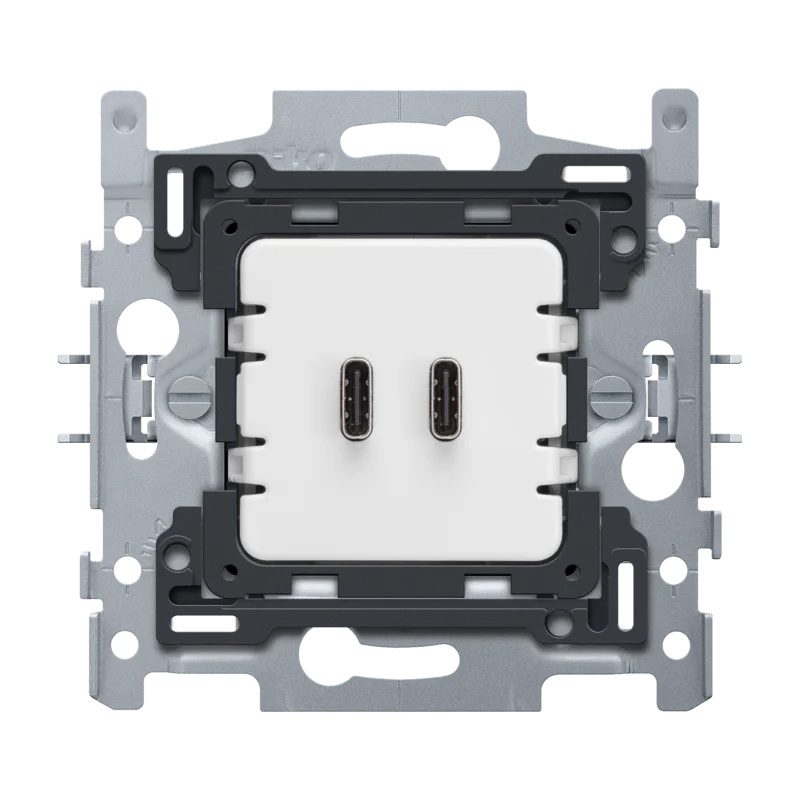 Socle chargeur double USB-C intelligent avec power delivery 65Wc fixation à griffes Niko