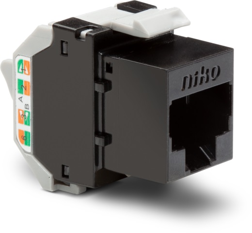 Connecteur RJ45 non blindé (UTP5E) prêt PoE++ pour socles prises téléphoniques et informatiques Niko