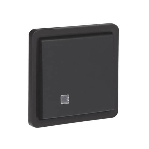 Bouton-poussoir simple NO/NF à voyant (sans lampe) 10A bornes automatiques New Hydro noir Niko
